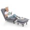 Modern Armless Accent Chair With Ottoman For Living Room-Grey